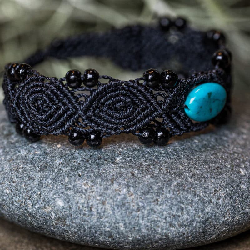 Mineraux et macrame bracelet micromacrame Turquoise 3