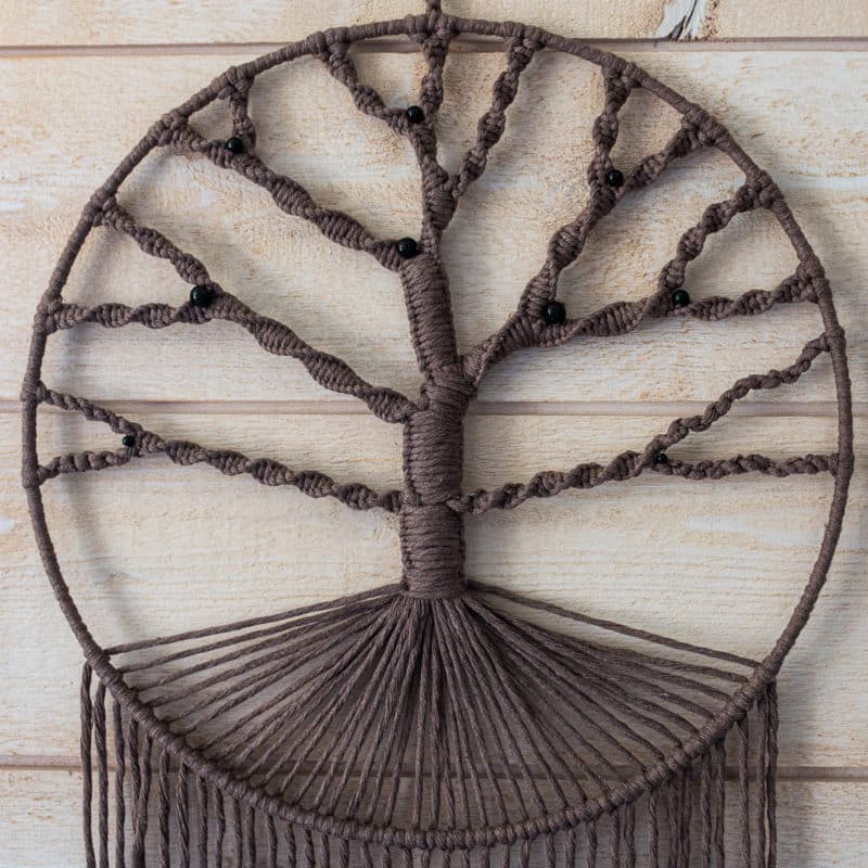 Mineraux et macrame Suspension murale arbre de vie chocolat 2